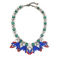 Jewel Tone Wreath Marquise Stone Statement Necklace